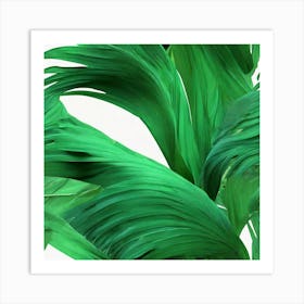 Aesthetic style, Green waves of palm leaf 4 Art Print