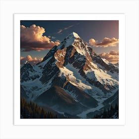 Mountain Range At Sunset Art Print