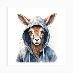 Watercolour Cartoon Gazelle In A Hoodie 3 Art Print