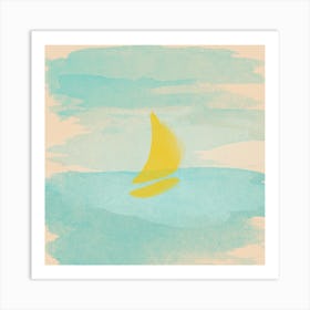 Blue Sea View Boat Art Print