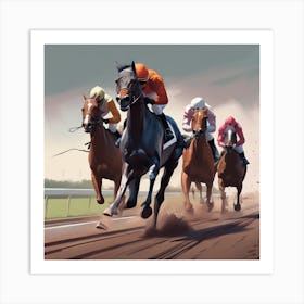 Horse Racing On The Track 5 Art Print
