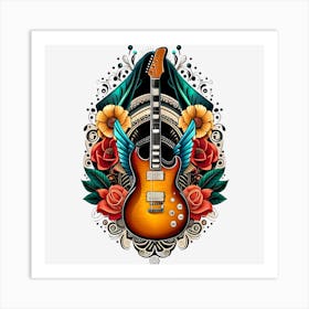 Electric Guitar With Roses 18 Art Print