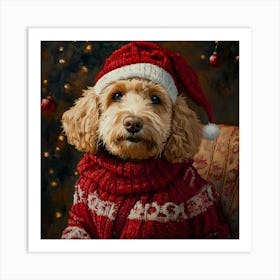 Christmas Goldendoodle 9 Art Print