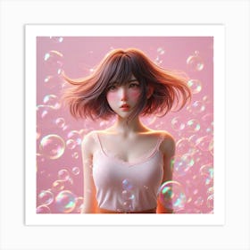 Girl With Bubbles 2 Art Print