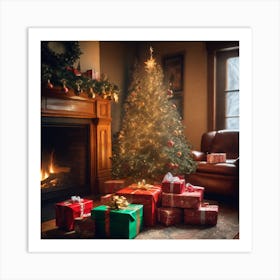 Christmas Tree In The Living Room 47 Art Print