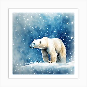 A Lone Bear in the Snow Art Print