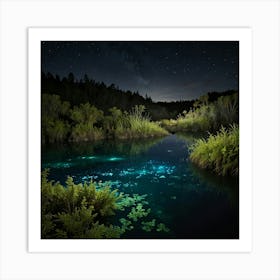 Night At The Lake 1 Art Print