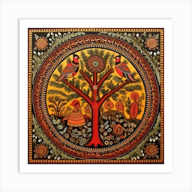 Tree Of Life Madhubani Painting Indian Traditional Style 2 Art Print