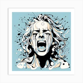 Woman Screaming Abstract Inspired by Jackson Pollock Art Print