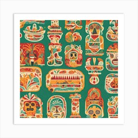 Aztec Masks 1 Art Print