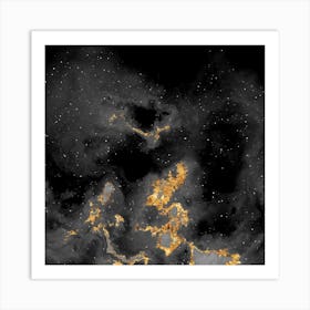 100 Nebulas in Space with Stars Abstract in Black and Gold n.020 Art Print