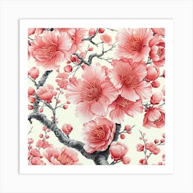 Chinese Cherry Blossoms Wallpaper Art Print