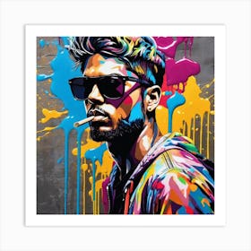 Man With Paint Splatters 2 Art Print