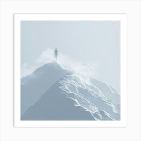 Person Standing On Top Of Mountain Art Print