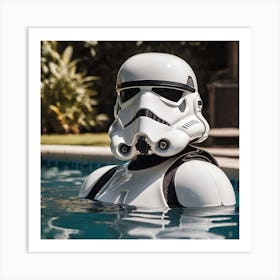 Stormtrooper Relaxing In Pool 1 Art Print