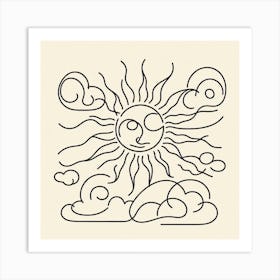 Sun and clouds Picasso style 1 Art Print