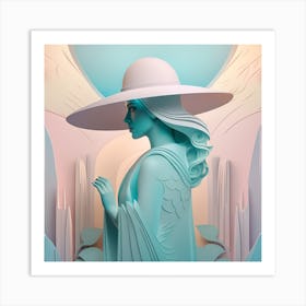 Woman In A Hat 3D Pastel Art Print