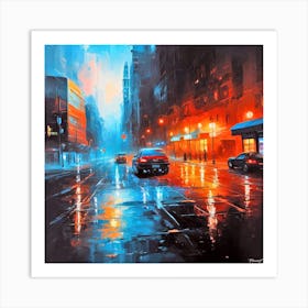 Rainy Night In New York City Art Print