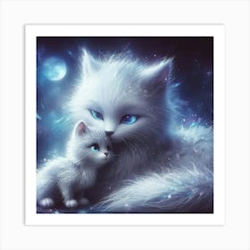 White Cat With Blue Eyes 1 Art Print