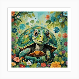 Turtle In The Garden Art Print