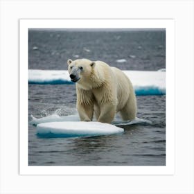 Polar Bear On Ice Floes Art Print