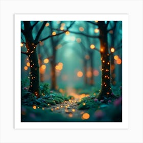 Fairy Lights In The Forest 1 Art Print