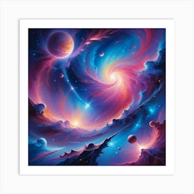 Galaxy Painting Paintings Art Print 2 Art Print