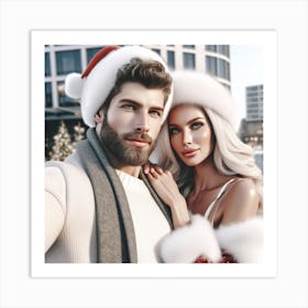 Merry Christmas couple Art Print