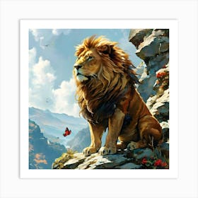 Lion In The Mountains Art Print