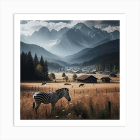 Zebra In The Mountains 1 Art Print