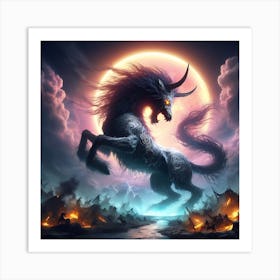 Demon Horned Horse Art Print