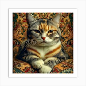 Cat On Sofa Art Print