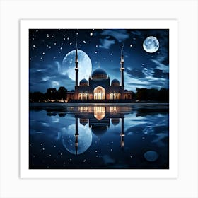 Islamic Mosque At Night 28 Art Print