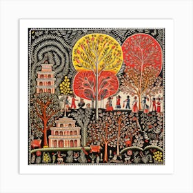 Village In A Forest Art Print
