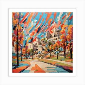 Interpretation Of Kalemegdan Park Belg Art Print