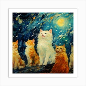 Cats Under The Stars Art Print