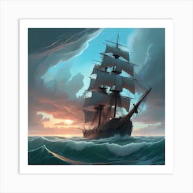 Sailing Ship In The Ocean Art Print