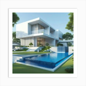 Modern House With Swimming Pool 3 Art Print