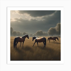 Horses In The Field 16 Art Print