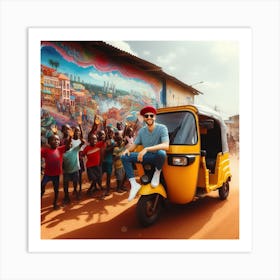 Man On A Rickshaw Art Print