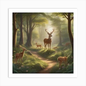 Deer In The Forest Art Print