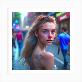 Portrait Of A Girl In The City Art Print