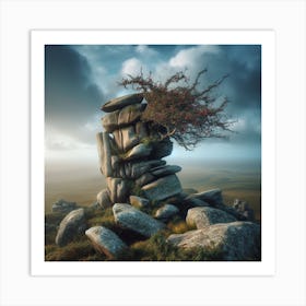 Tree On A Rock Art Print