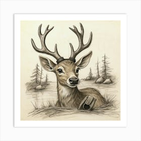 Deer In The Woods 116 Art Print