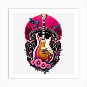 Electric Guitar With Flowers 4 Art Print