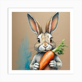 Rabbit Holding Carrot 3 Art Print