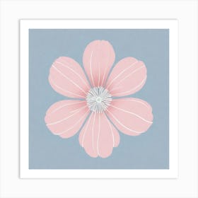 A White And Pink Flower In Minimalist Style Square Composition 97 Art Print