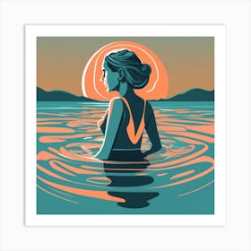 Woman In The Water Art Print