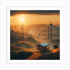 Wind Turbines In The Countryside Art Print