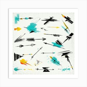 Abstract Hand Drawn Arrows And Pointers Set Collection Positioned At Various Angles Across The Canv (2) Art Print